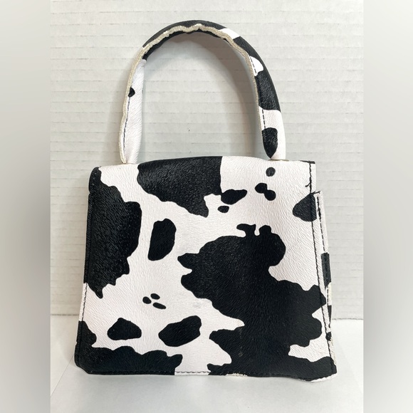 Women’s Mini Cow Pattern Push Lock Handbag - Picture 3 of 7